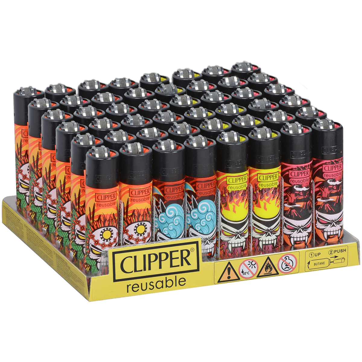CLIPPER CP11 SUMMER SKULLS LIGHTERS 48CT TRAY