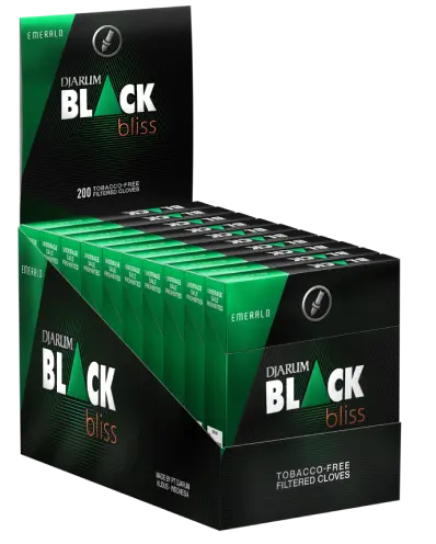 Djarum Black Bliss carton emerald 3/4 view