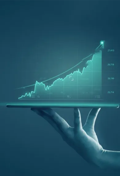 Clipper Hand Holding Graph Background