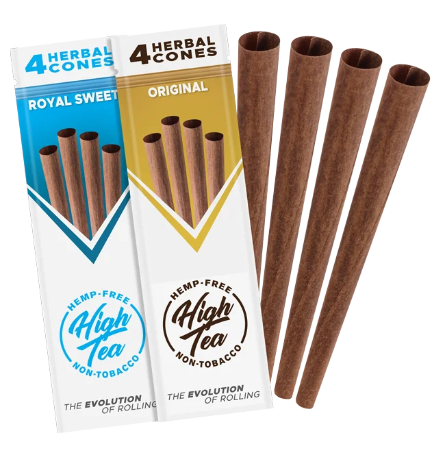 2 High Tea herbal cone pouches and 4 cones